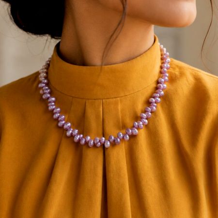 Handcrafted Lavender Baroque Freshwater Pearl Necklace